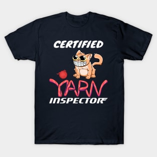 Certified Yarn Inspector Cat With Yarn Ball Toy Cute Cat Lover T-Shirt